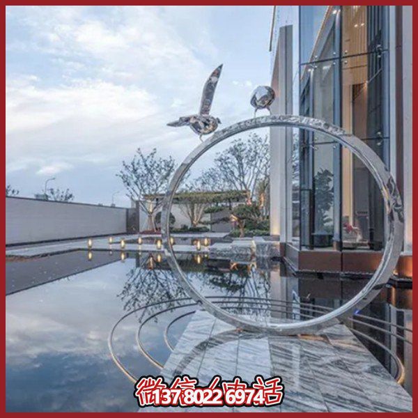 創意不銹鋼圓環雕塑——為酒店會所、戶外景觀增添幾何美感