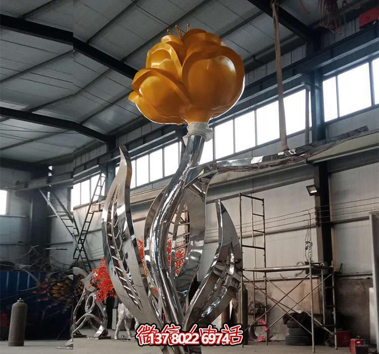 廣場大型不銹鋼玫瑰花雕塑 廣場大型不銹鋼玫瑰花雕塑