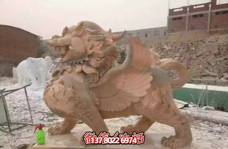 戶外廣場大型神獸景觀石雕黃蠟石貔貅雕塑 戶外廣場大型神獸景觀石雕黃蠟石貔貅雕塑