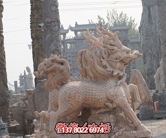 景區大型動物景觀石雕麒麟雕塑